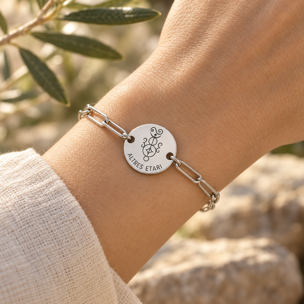 Happiness and Wealth chain bracelet, reverse with Wealth symbol