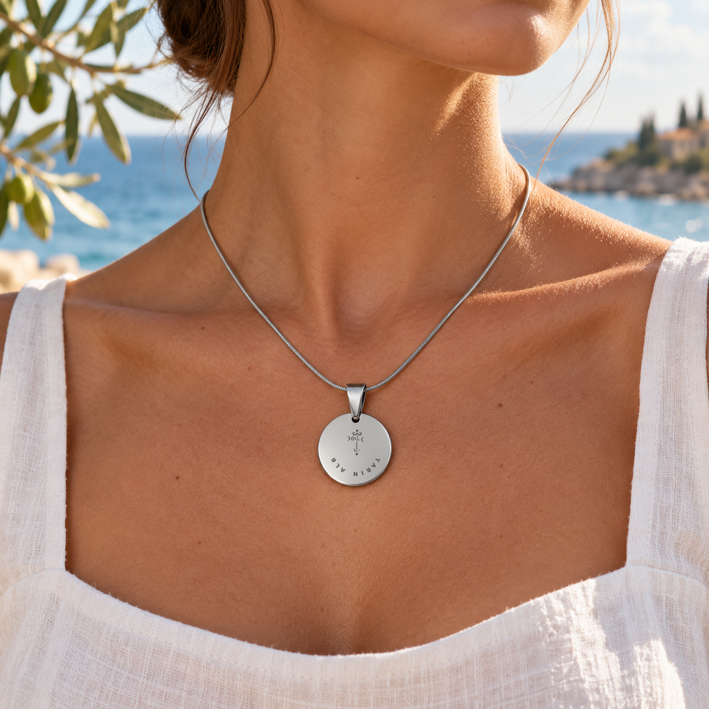 Women's Wealth and Protection necklace worn on the collarbone