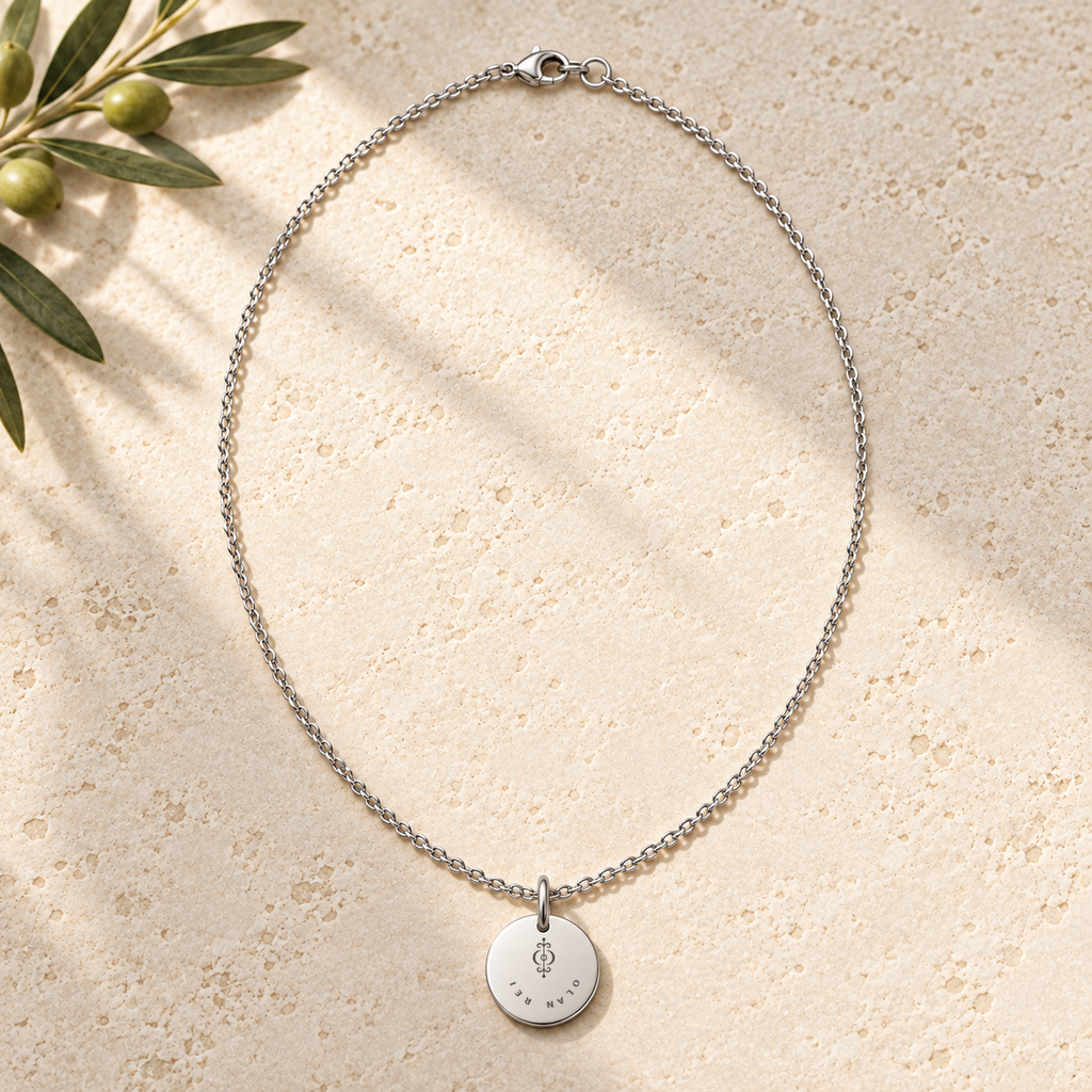 Women's Health and Support necklace, front view with Health symbol