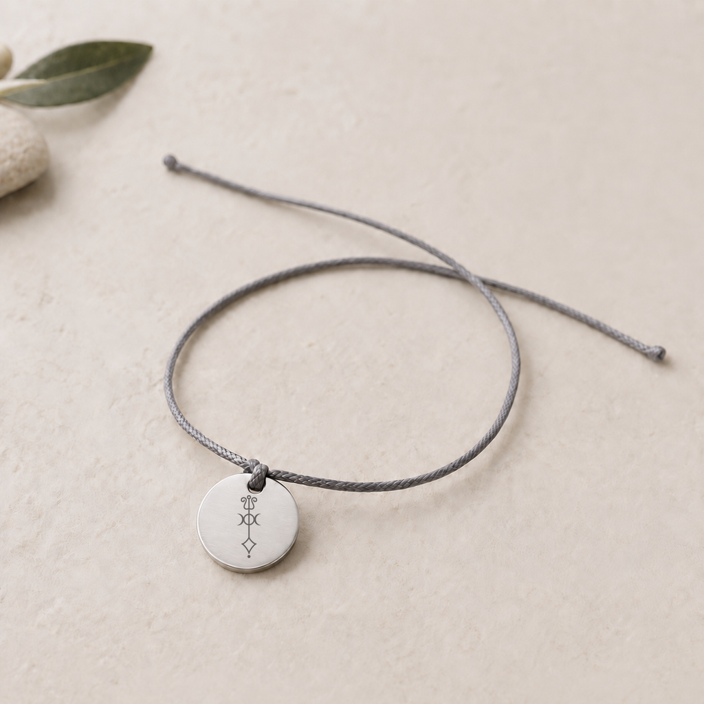 Trust bracelet, front view with Elam Lin symbol engraving