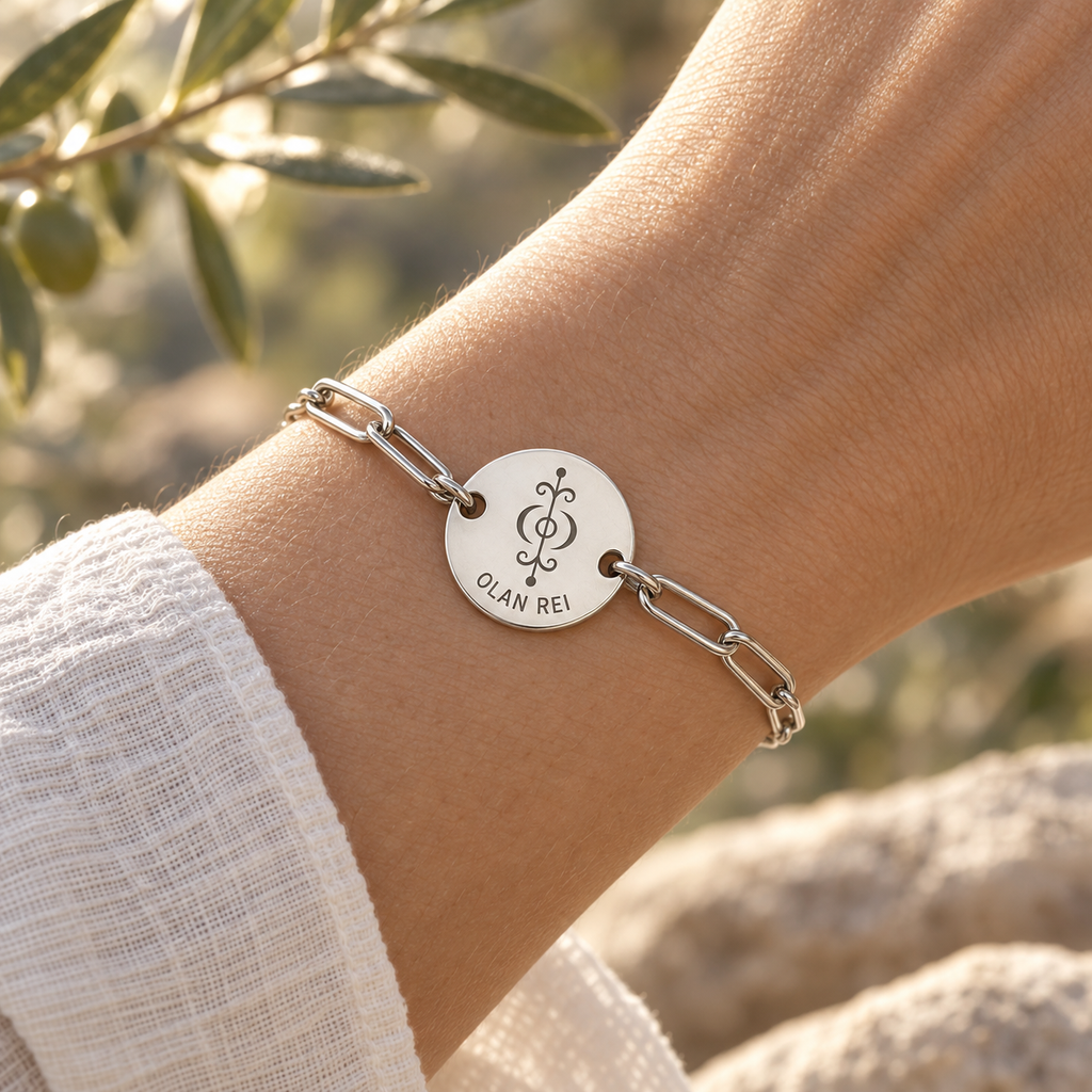Happiness and Health chain bracelet, reverse with Health symbol