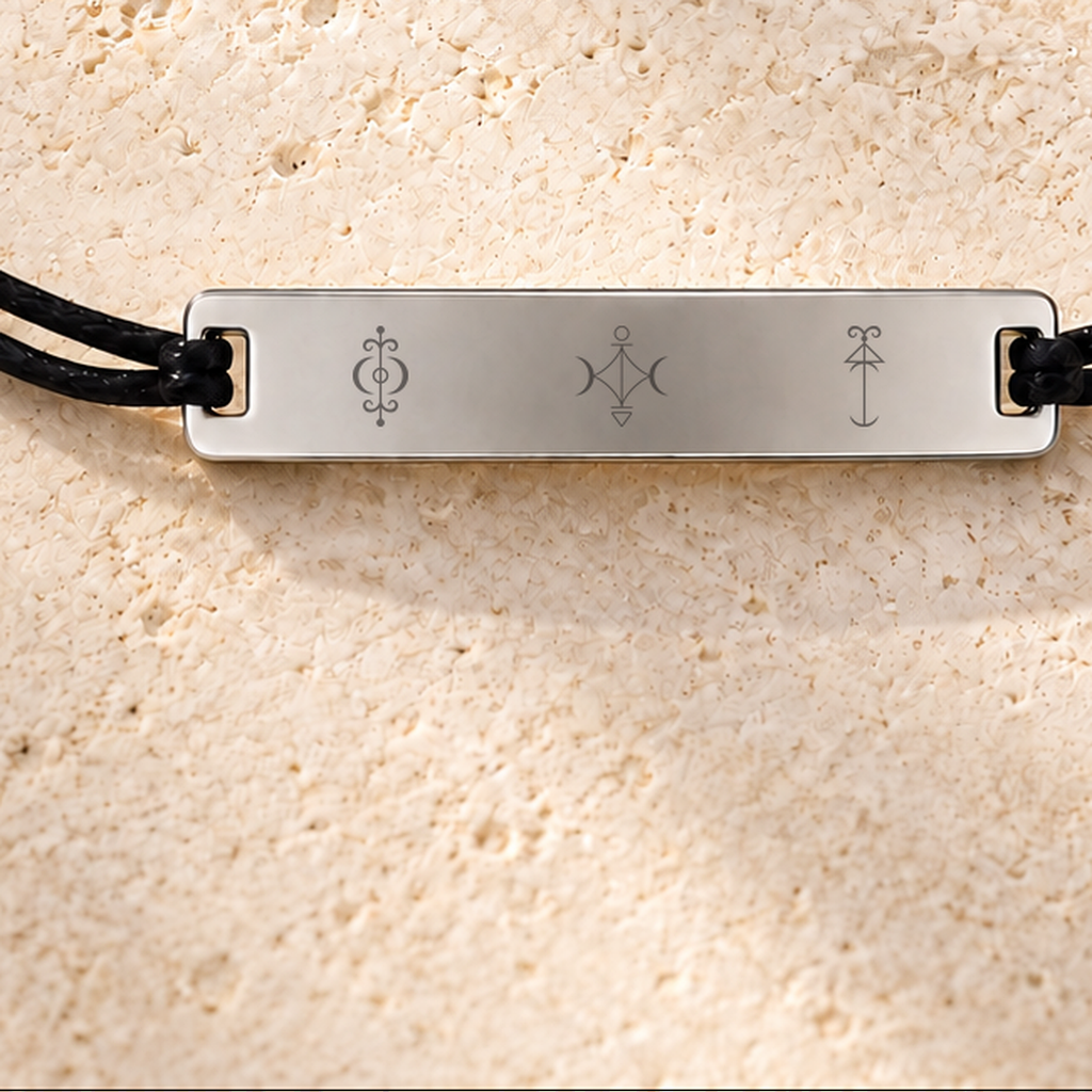 Health Bracelet – macro detail of the engraved symbols